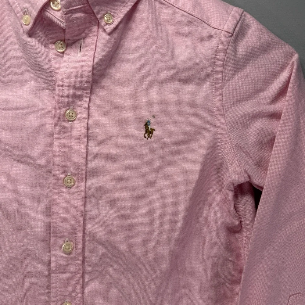 Ralph Lauren Dress Shirt Youth Small Pink Cotton Oxford Flesh Pony Long Sleeve